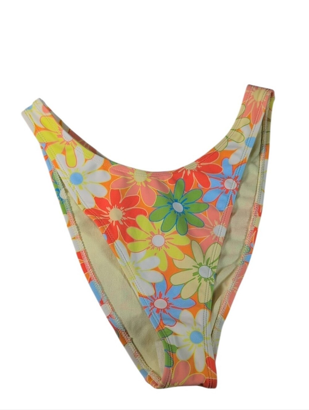 Wild Fable Yellow & Orange Floral Mid Rise Cheeky Bikini Bottom Size Medium